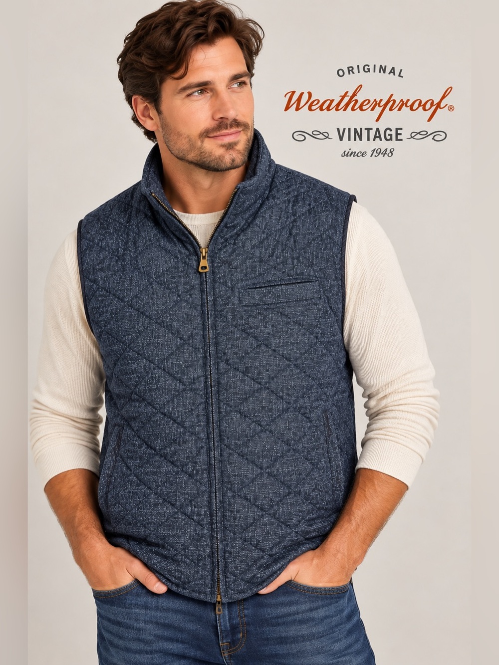 Weatherproof Vintage Quilted Puffer Vest Blue Marled XL/EG